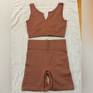 Orange ribbed top and bottom set